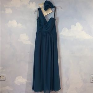 Teal bridesmaids dress - US 6 hemmed for 5’1”